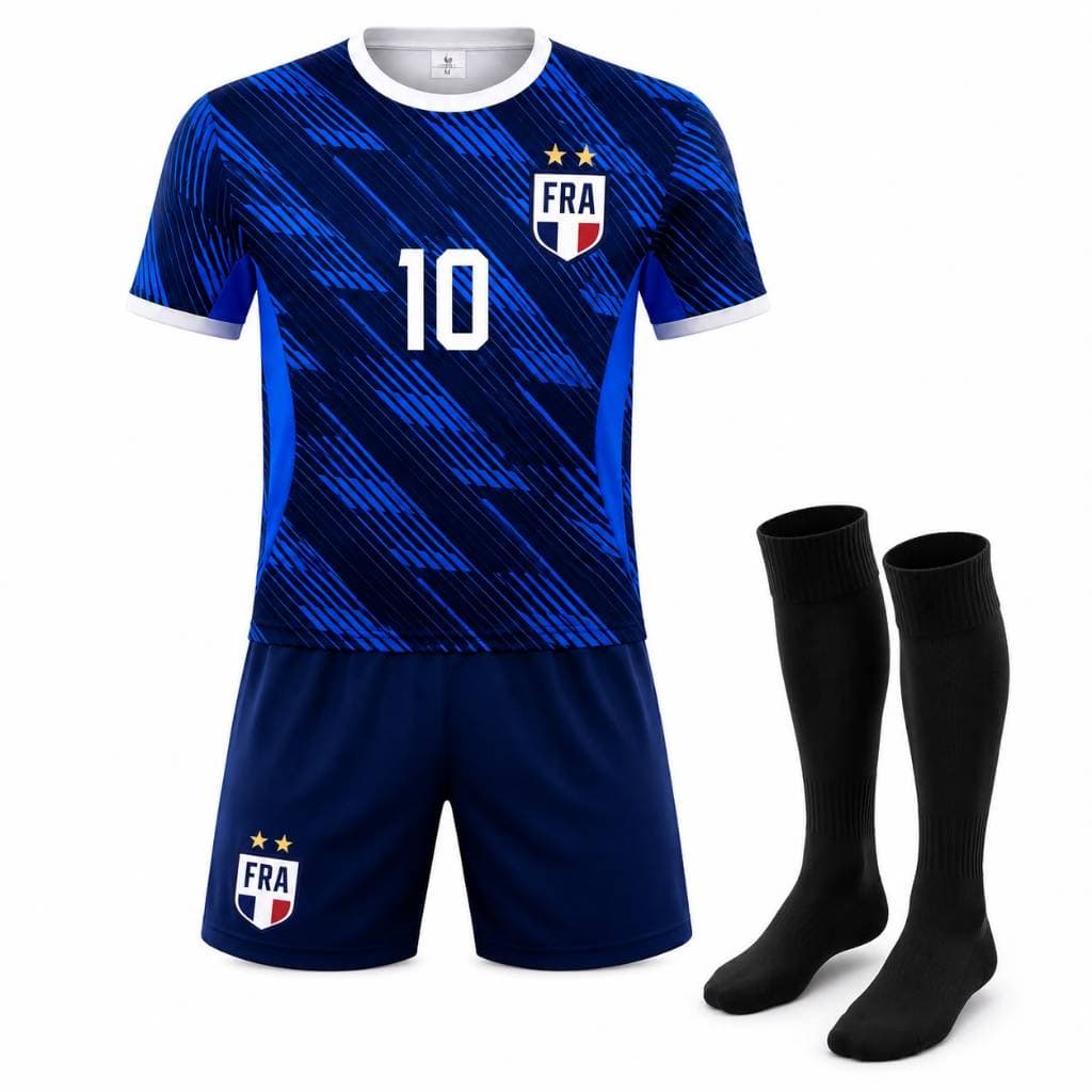 Kit Conjunto Esportivo Juvenil  camisa short Bordados + meiao completo franca