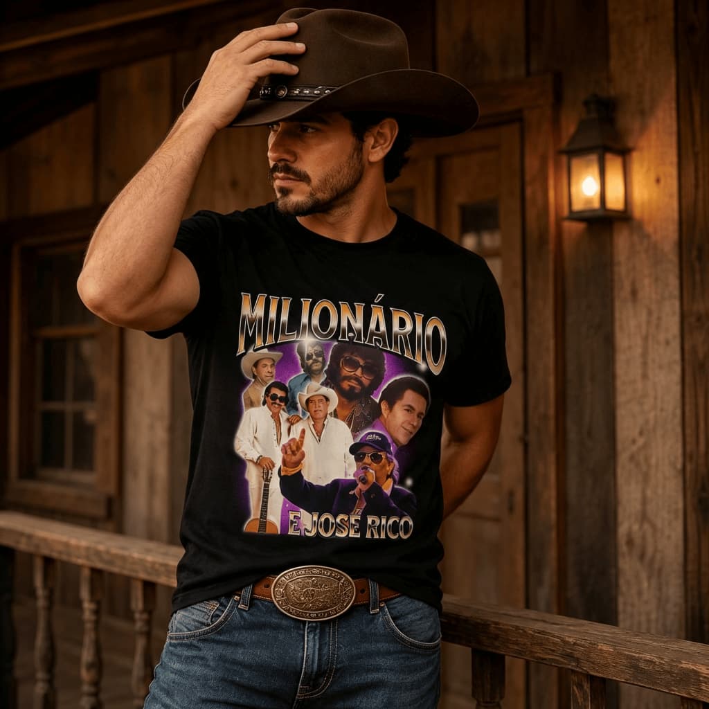 Camiseta Milionário E José Rico Longa Estrada Da Vida  Modão Raiz Dupla Marcante 100% Algodão Ciclogênese Explosiva