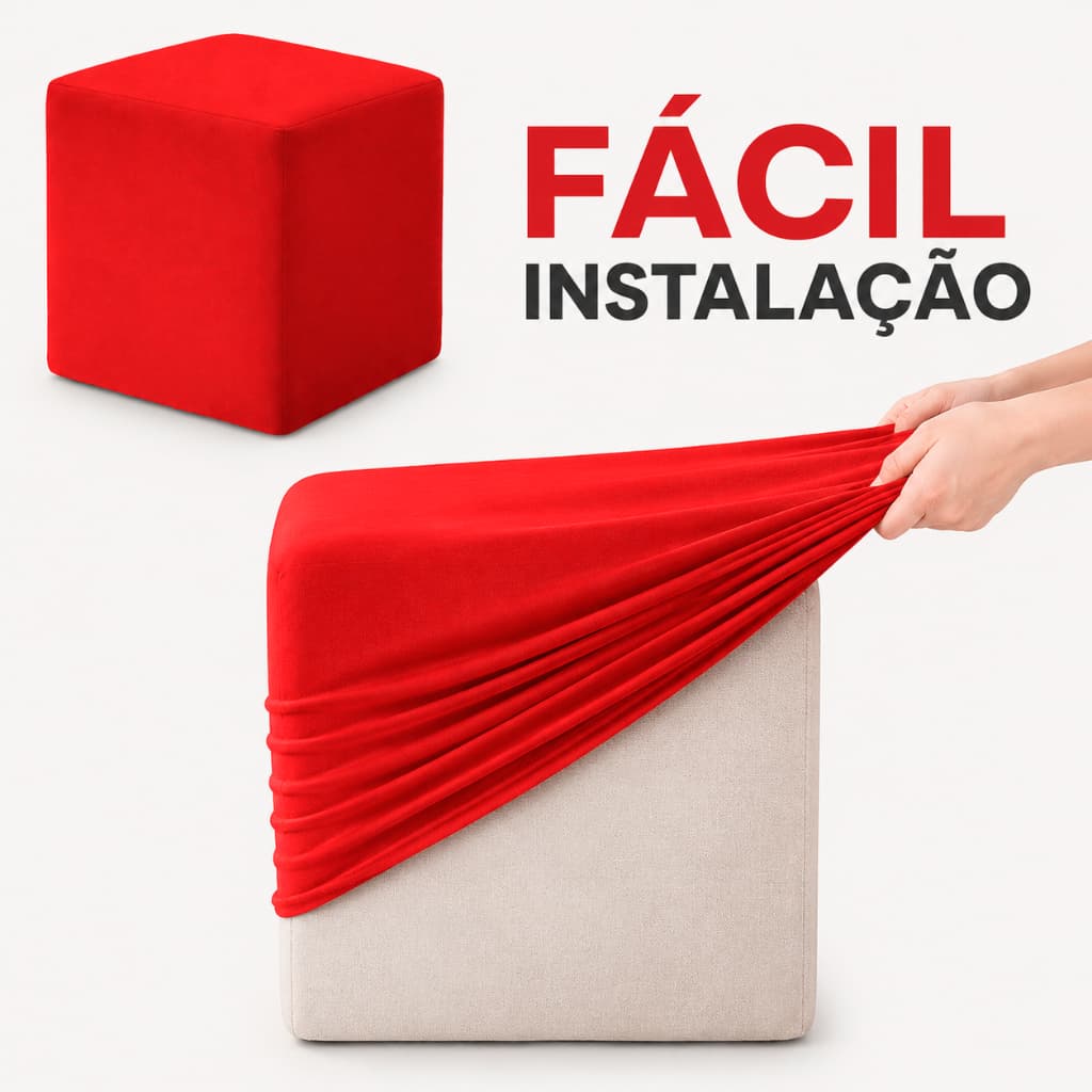 Kit 02 Capas de Puff Banquinho Quadrado Malha Gel Resistente Protetora Com Elástico
