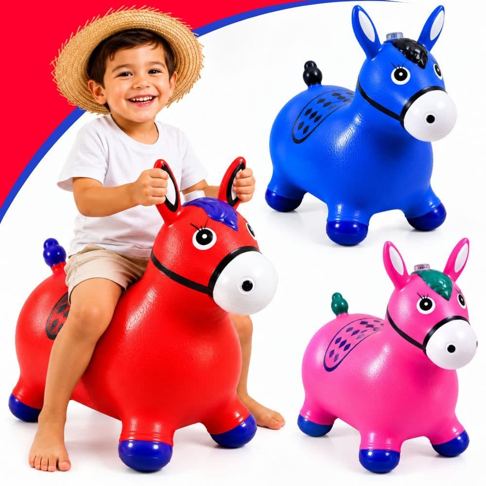 Cavalinho Pocotó Upa Upa Inflável Com LED e Música Infantil Brinquedo Pula Pula