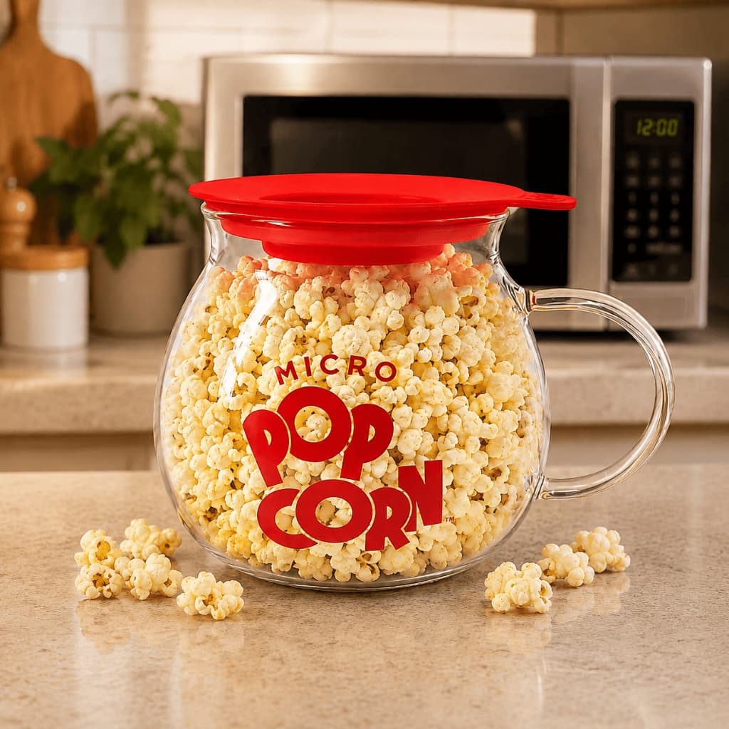Pipoqueira de Vidro para Micro-ondas Micro PopCorn com Tampa de Silicone Sem Óleo 1,5 Litros