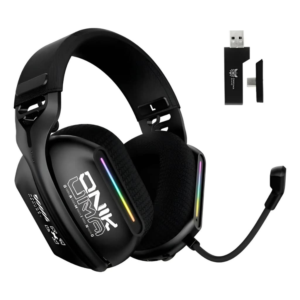 Fone Gamer Sem Fio Wireless 2.4GHz Bluetooth Onikuma GT808 PS5 PC Celular Xbox Switch com Microfone RGB