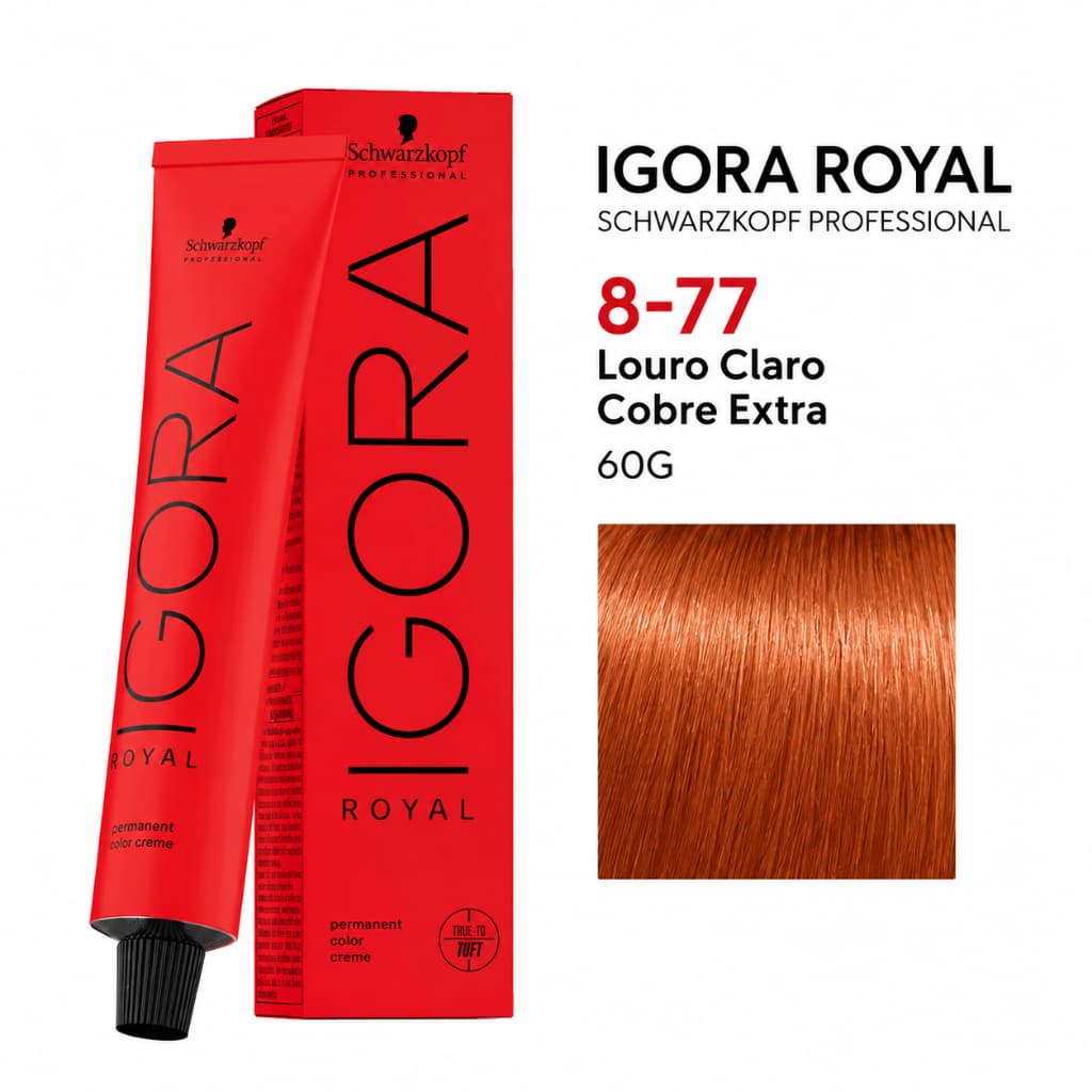 Igora Royal Coloração 8-77 Louro Claro Cobre Extra Coloração Permanente Schwarzkopf Professional 60g