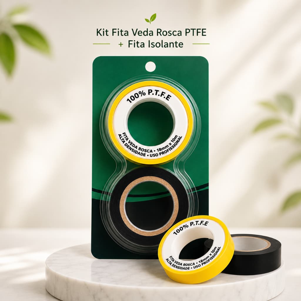 Kit Fita Veda Rosca PTFE + Fita Isolante para Uso Hidráulico
