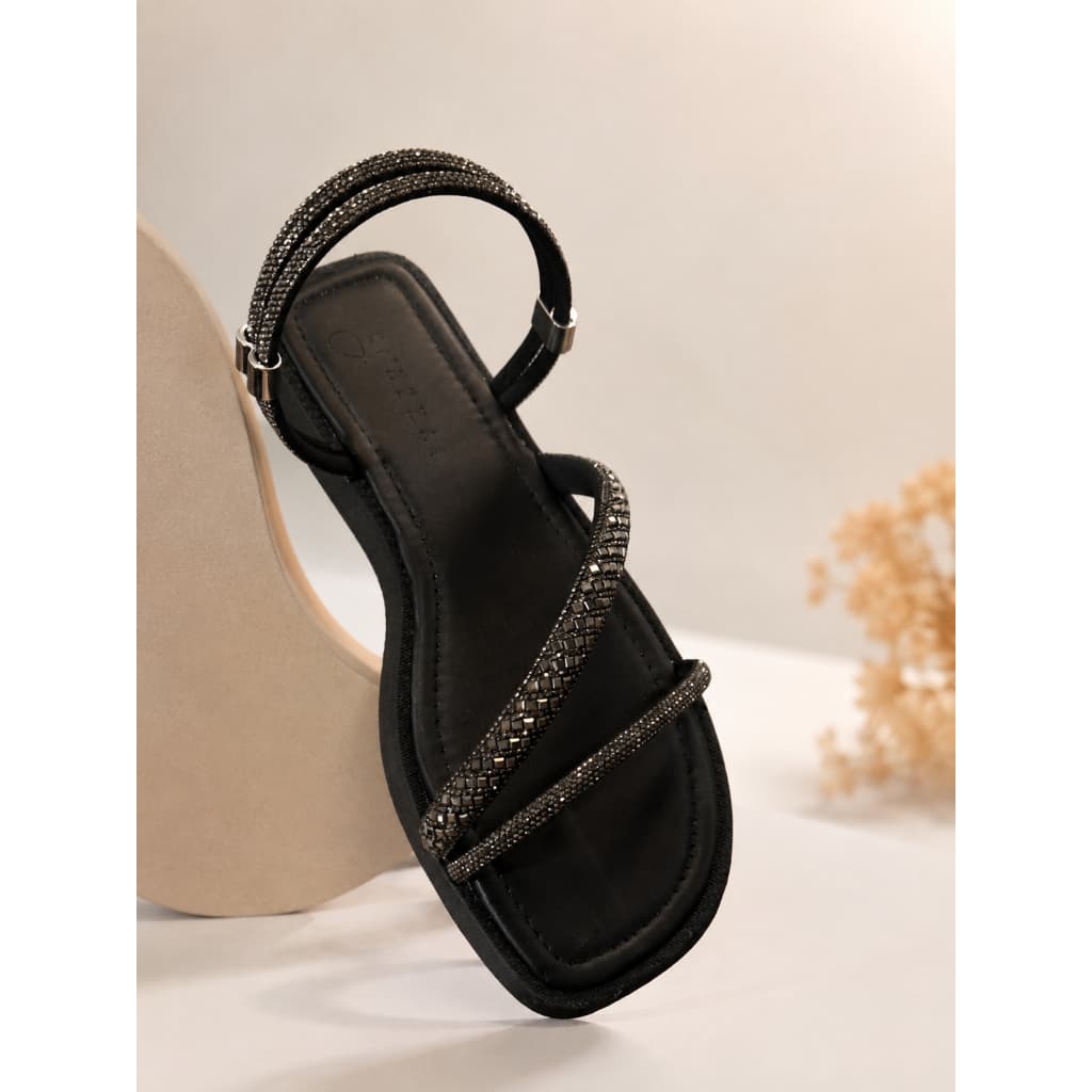 Sandália Papete Feminina Strass Birken Com Brilho Super Confortável Papete Glamour