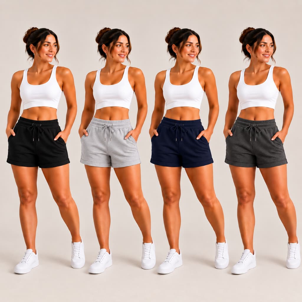 KIT 4 Short  Moletom feminino  Moletinho Shortinho Confortável Soltinho Algodão com bolso