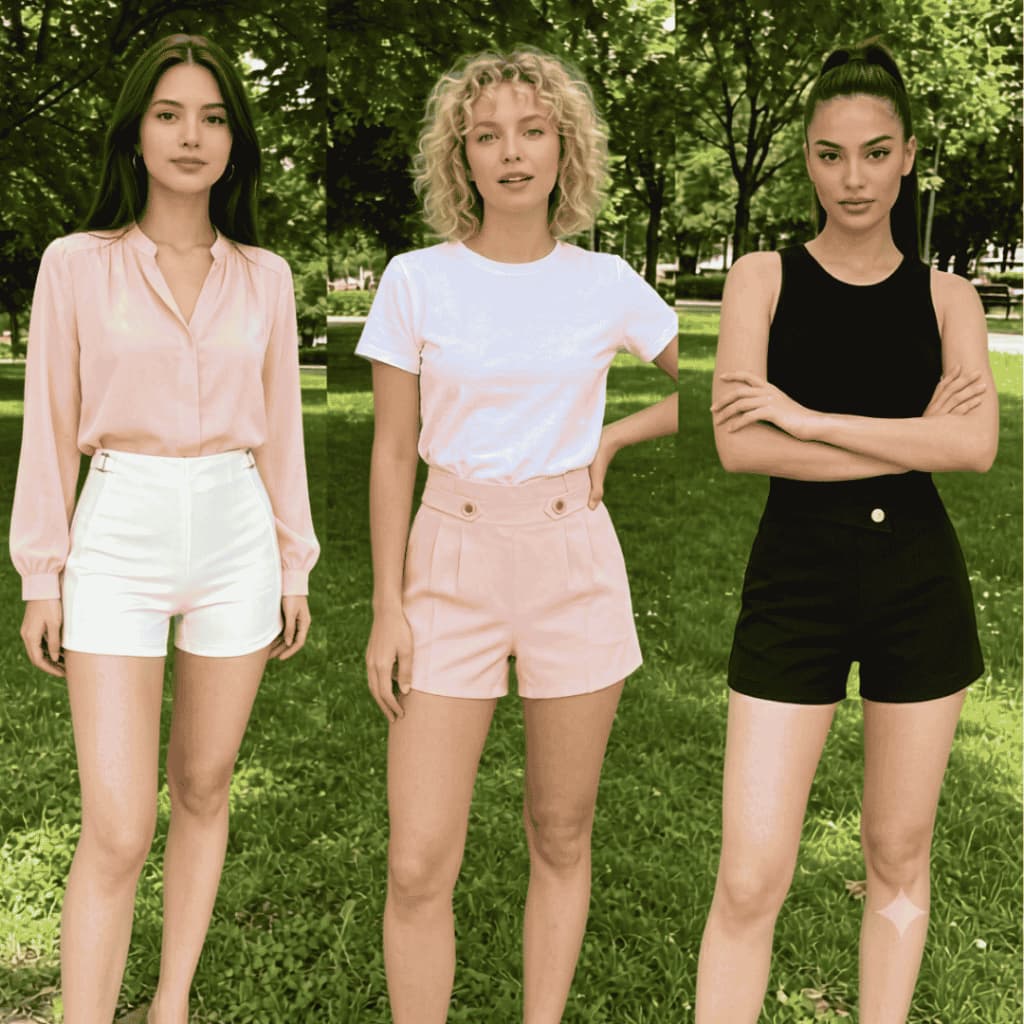 Short Alfaiataria Feminino Cintura Alta Elegante Tendência Modelos Variados Detalhes Premium