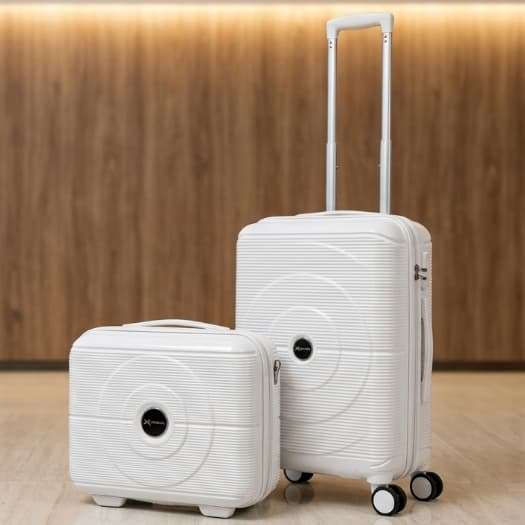 Kit De 2 Malas De Viagem 20'' e 12'' com Roda Giratório Mala de Mão Mala Pequena - Branca