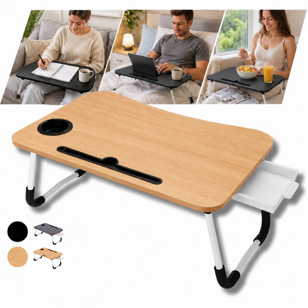 Mesa Portatil Suporte notebook Gaveta Dobravel Home Office Cafe Estudo