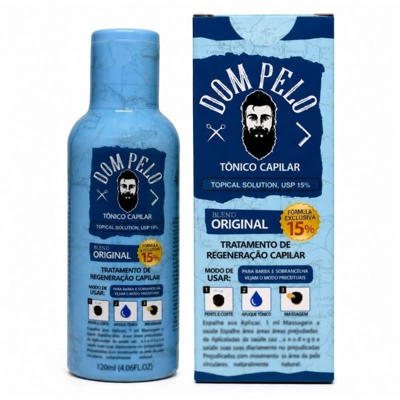 Tônico Capilar Original DOM PELO Crescimento Acelerado Cabelo, Barba e Sobrancelhas 120ml