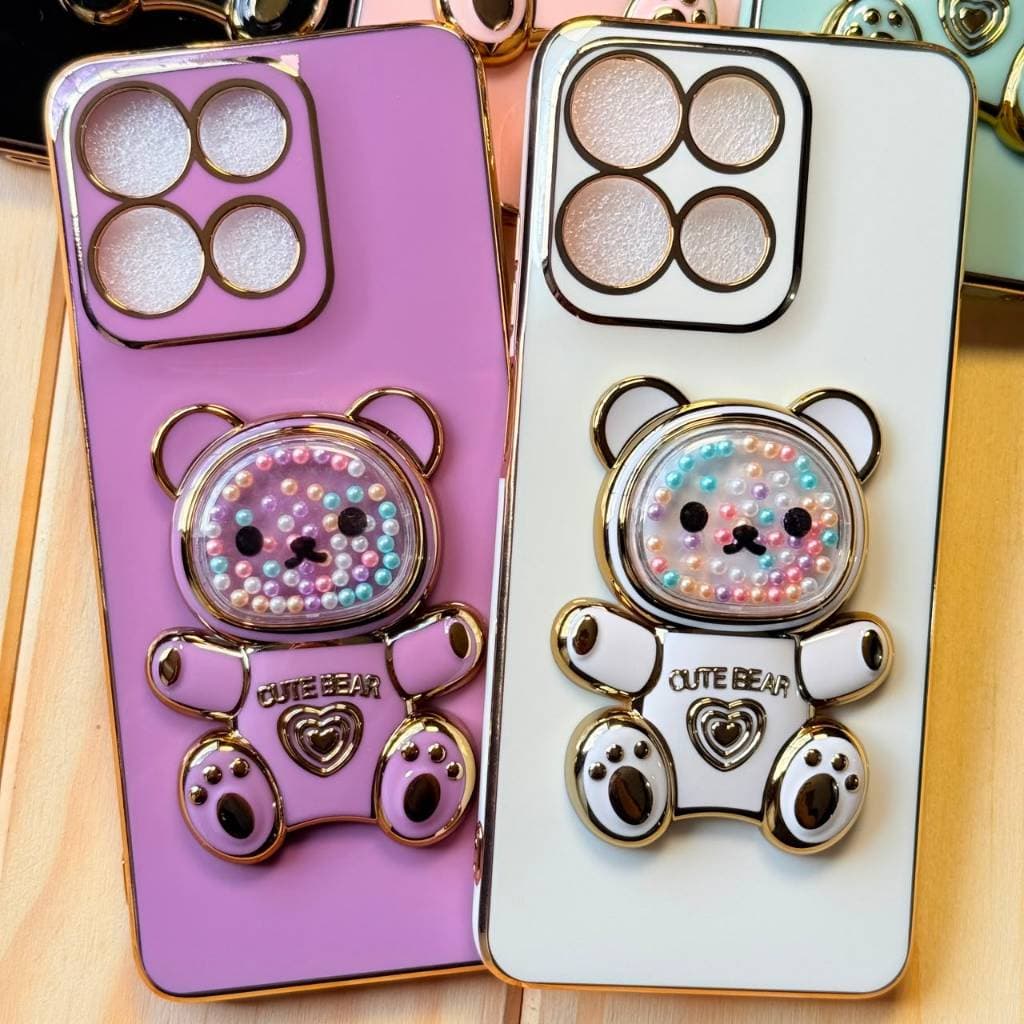 Capa Capinha Silicone Anti Impacto com Suporte de Urso 3D para Motorola Moto G56 / G86 / G15 / G17 / G36 / G75