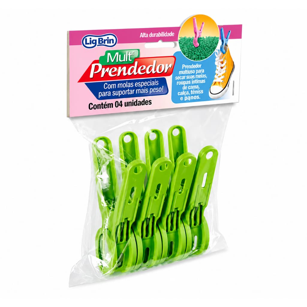 Prendedor Multiuso Lig Brin Kit Com 4 Unidades Super Resistente