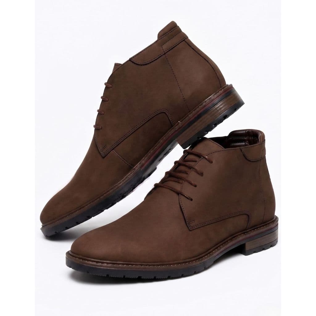 Bota Inglesa Casual Masculina Couro Legítimo Nobuck Forrada Couro Sola Costurada