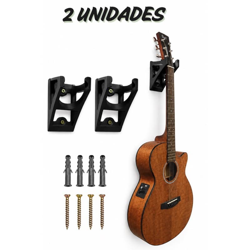 02 Suporte de Parede Para Violão Guitarra Baixo Ukulele Cavaco Com Parafusos
