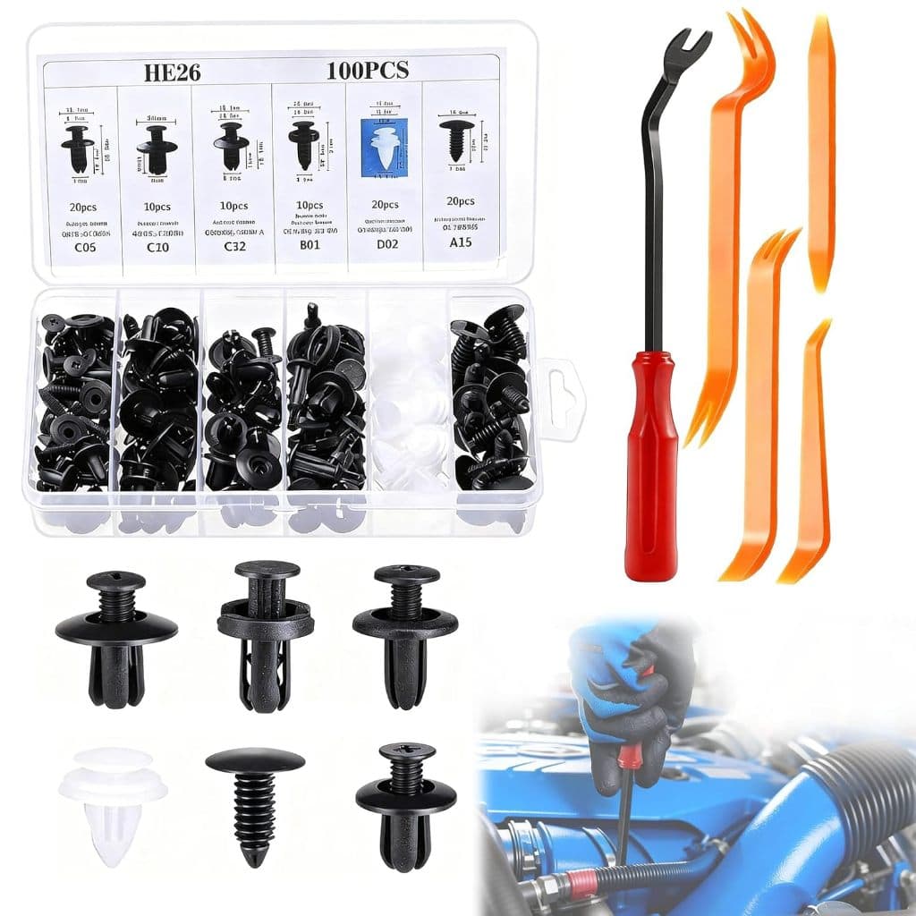 Kit 200 Pcs clipe de fixação automotivo universal Pregos de plástico Parafusos de expansão Quatro cores