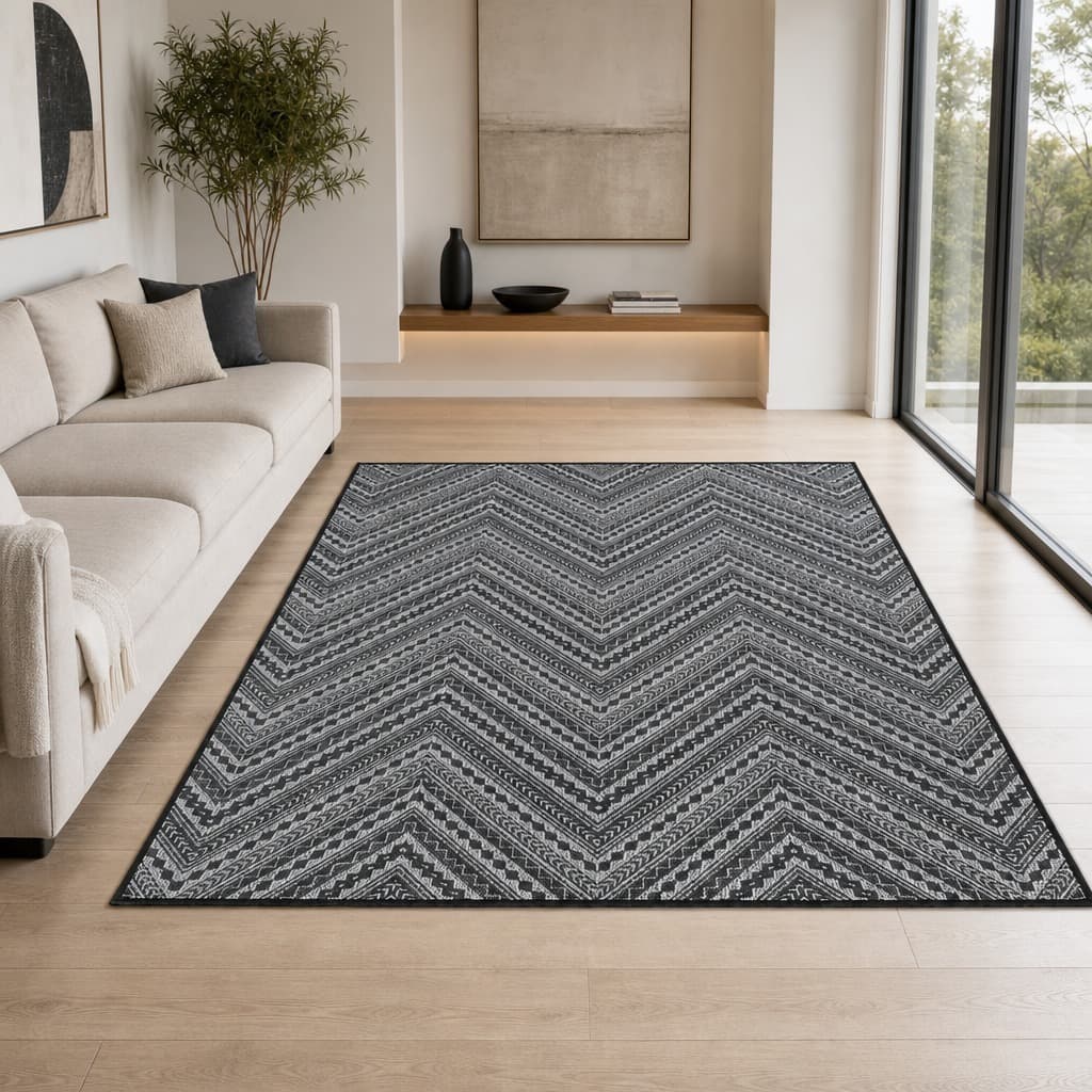 Tapete 200x250cm Pratik Inca Preto Confortável Antiderrapante