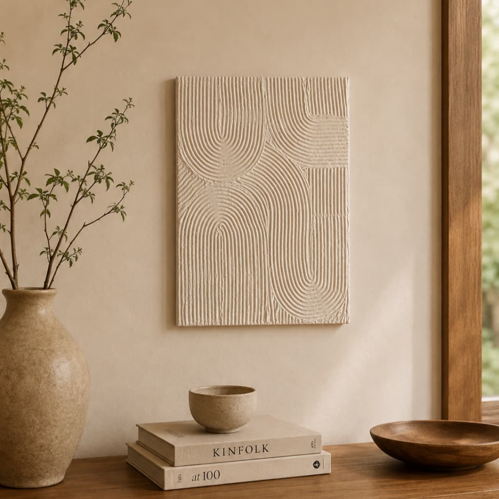 Quadro Tela Texturizado em Relevo 3D Ondas 30x40cm Arte Abstrata Artesanal Personalizada