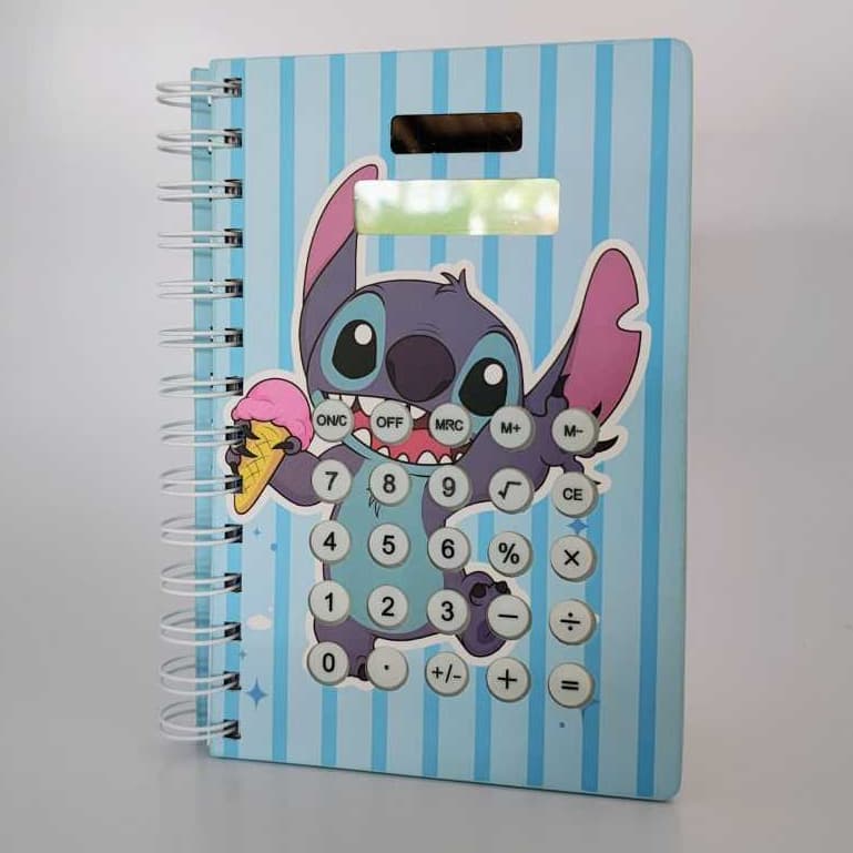 Kit 3 Cadernos Stitch Brochura com Calculadora Material Escolar