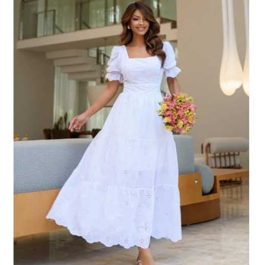 vestido longo luxo elegante  lese bordado manga curto 0771