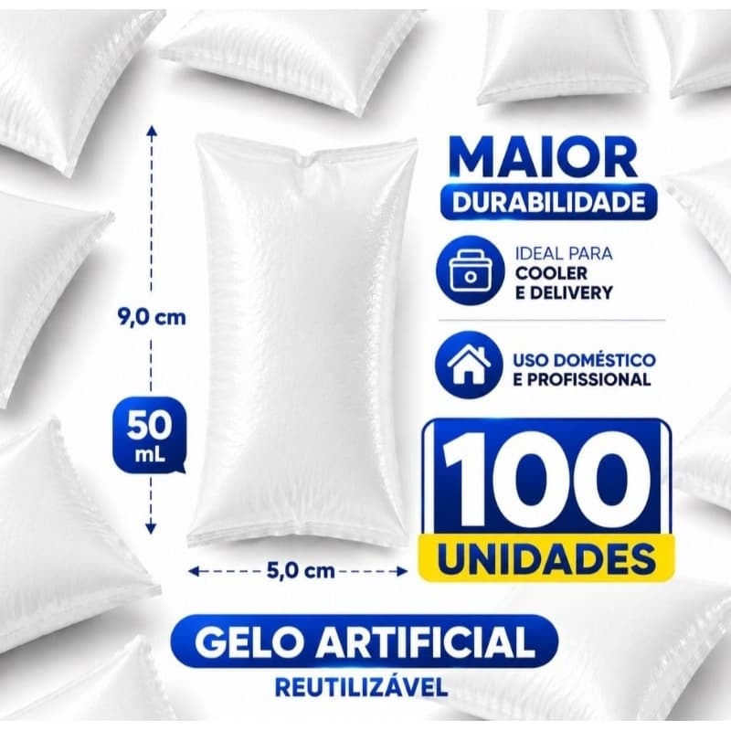 Gelo Reutilizável 50 ml Para Cooler Bolsa Térmica Delivery Transporte Remédio Kit 100 un Gelox em Gel