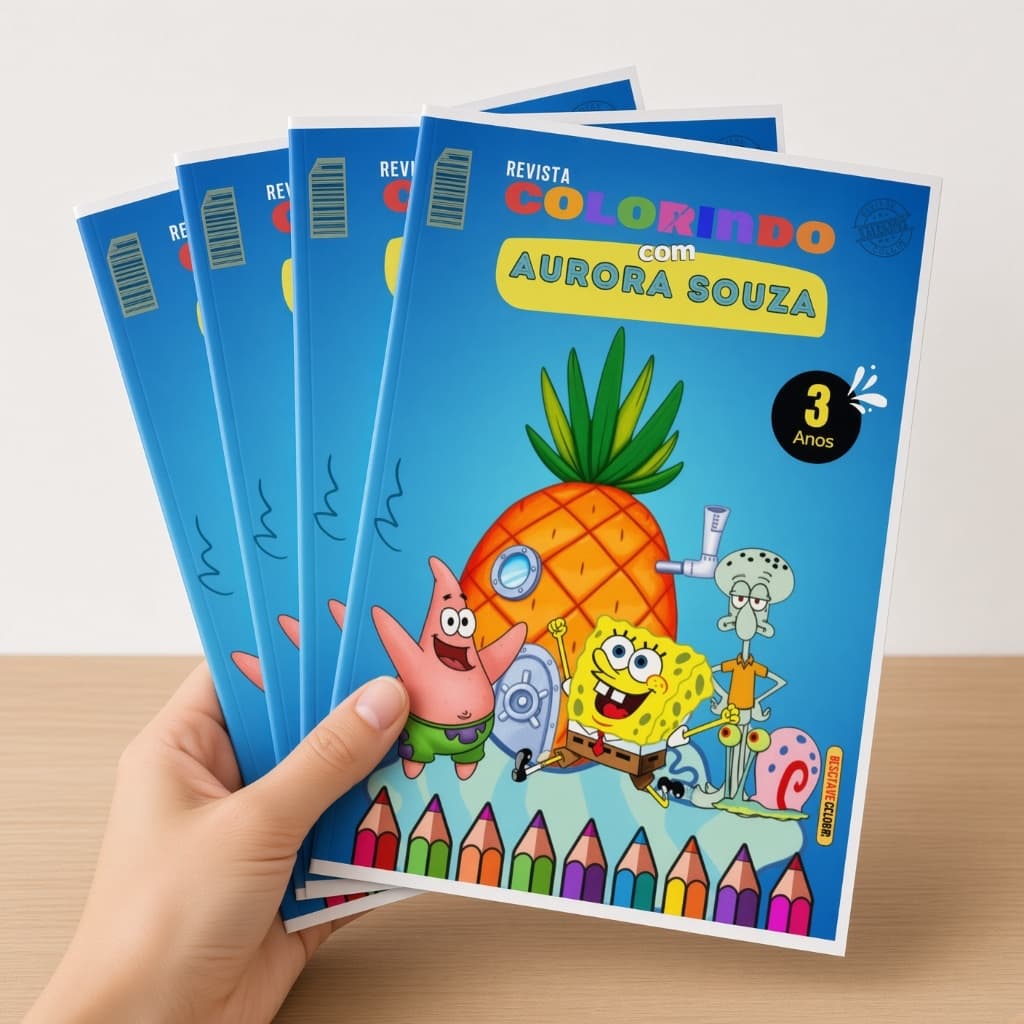 Kit Revistinha Livro de Colorir Infantil   Festa Lembrancinha Prenda PERSONALIZADO - DESENHO - BOB ESPONJA livrinho