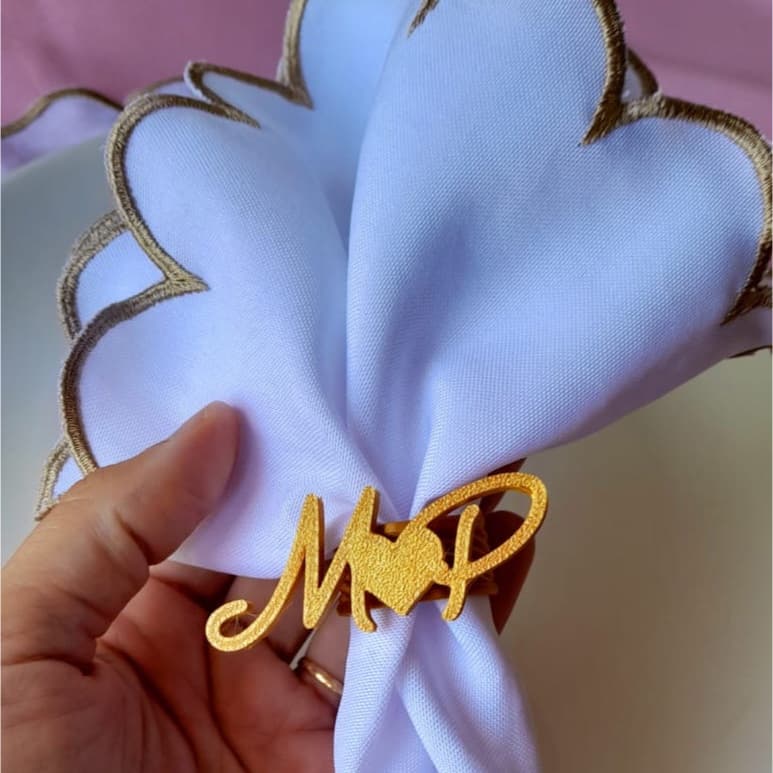 200 Anéis para Guardanapo Personalizado com Iniciais Mesa Posta Festa Casamento