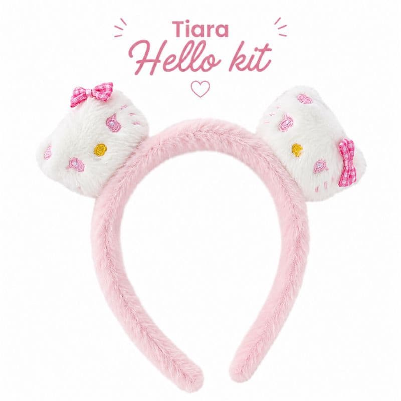 Tiara Hello Kitty Pelúcia Infantil para skincare maquiagem Macia  Arco de Cabelo Fofo