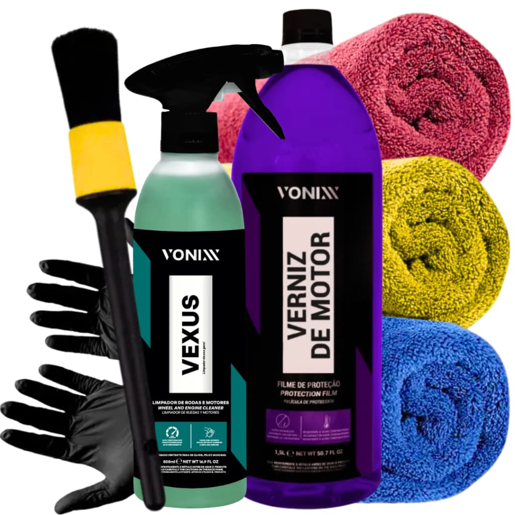 Verniz Motor 1,5l Vonixx Protege Dá Brilho Renova Motor Filme De Proteção Mais Kit E Brindes