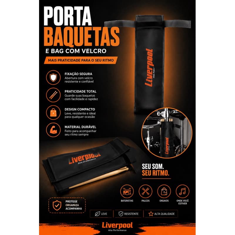 Porta Baquetas e Bag com Velcro