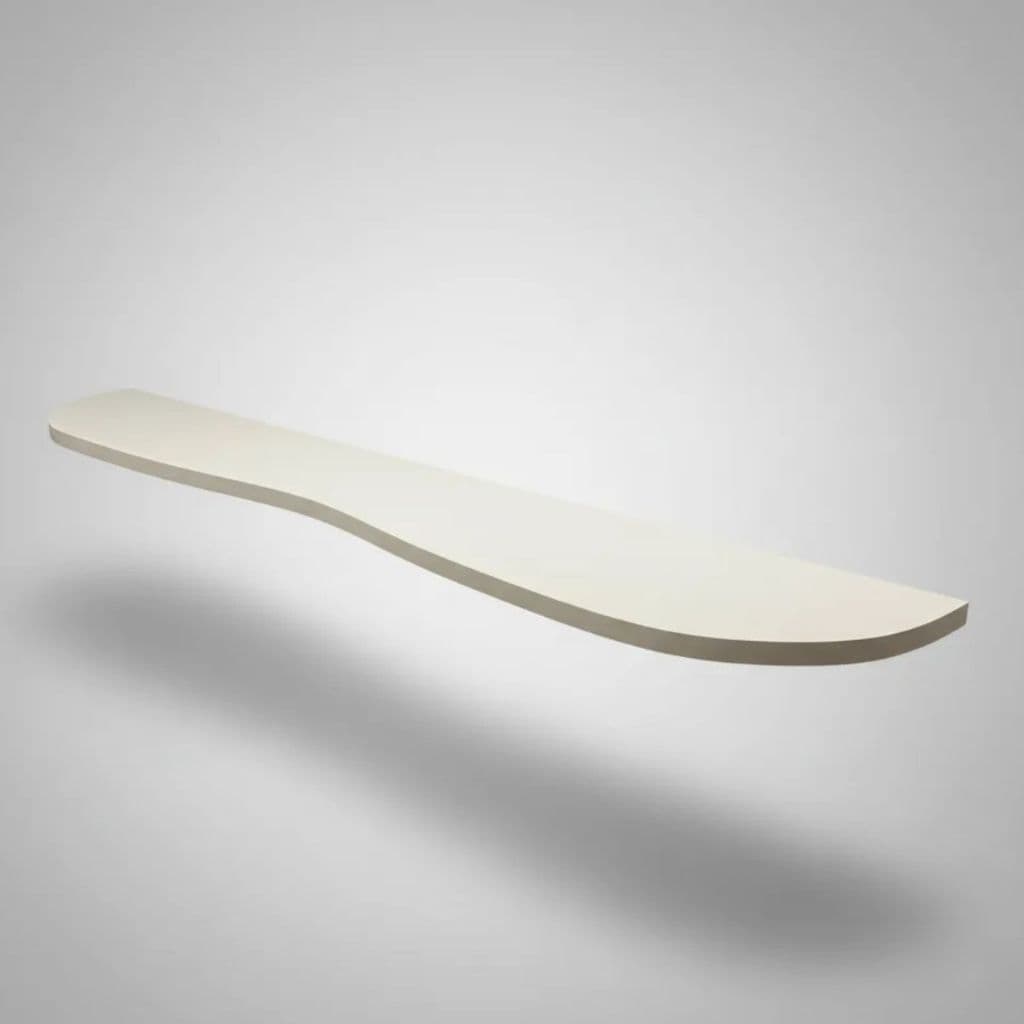 Prateleira de Parede Orgânica MDF Beige Off White 20x120cm com Suporte Invisível Flutuante Decorativa
