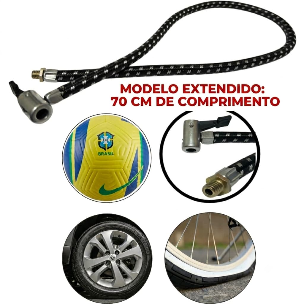 Mangueira Reposição Bico Bomba de Ar Encher Pneu Bolas 70cm + Envio Rapido