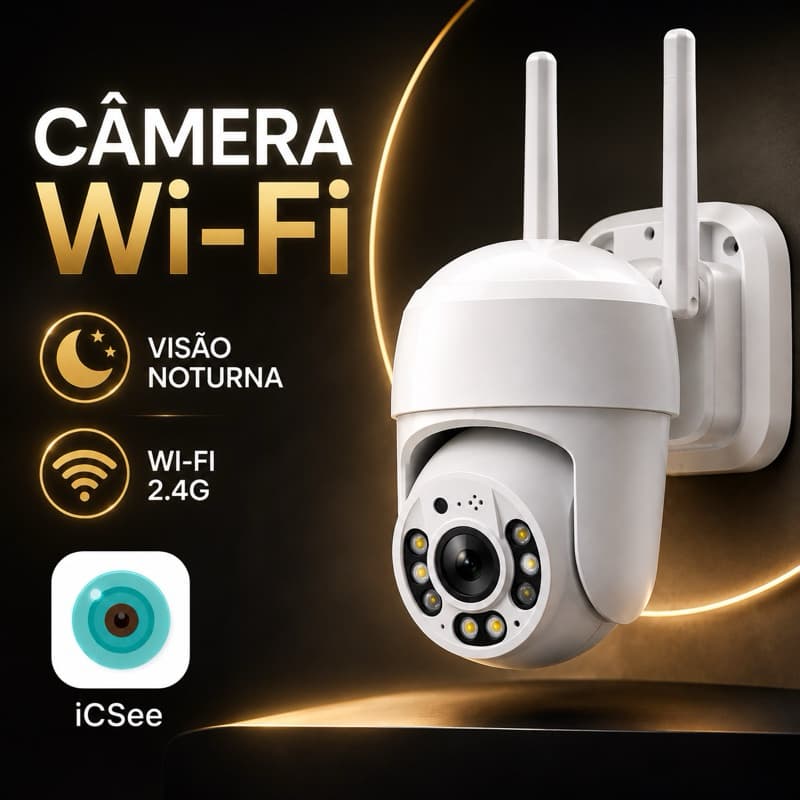 Câmera de Segurança Wi-Fi 2.4G Inteligente ICSEE com Visão Noturna
