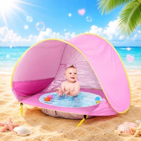 Barraca De Praia De Brinquedos Para Bebês Com Piscina Portátil