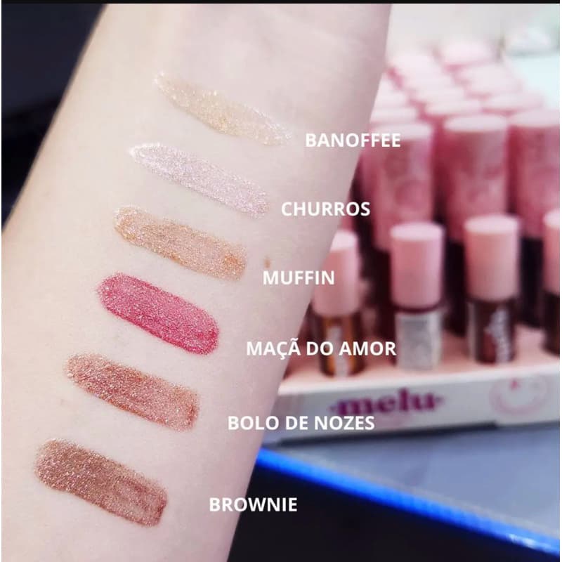 Gloss Labial Glitter Melu Ruby Rose Brilho Intenso Hidratante 6 Cores Original !