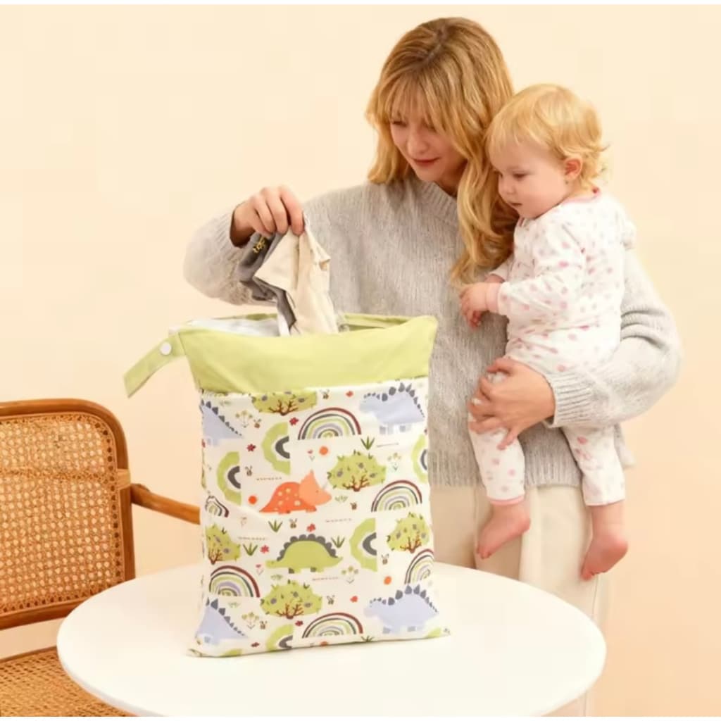 Bolsa Impermeável Porta Fralda com Zíper Saco Organizador Alça Reforçada para Carrinho e Berço
