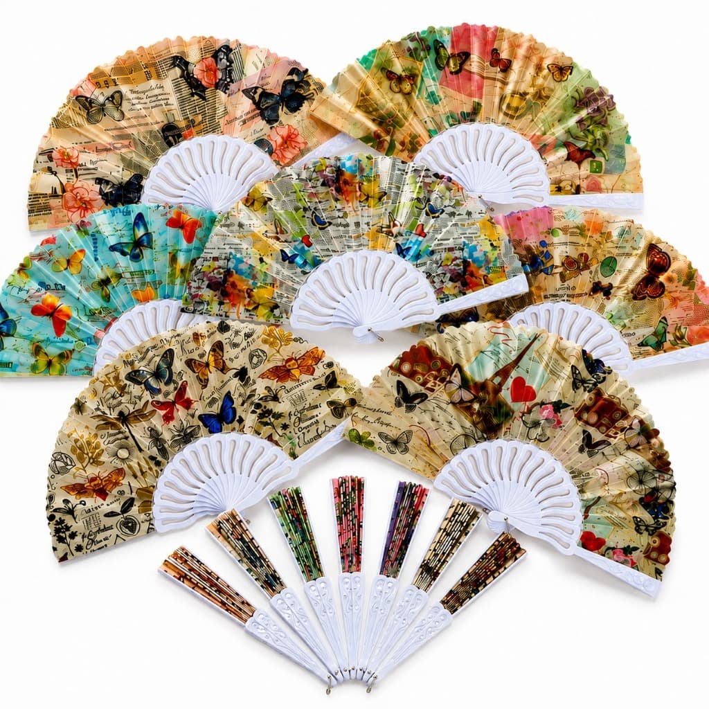 Leque de mão borboleta - Decoração Dança Luxo Calor