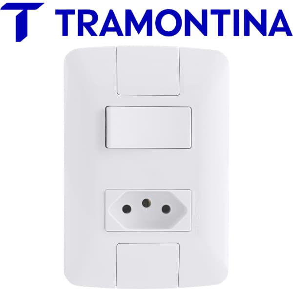 Conjunto Tomada 2P+T 10A + Interruptor 6A 250V Branco 4x2