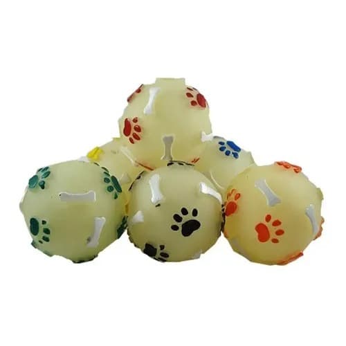 Kit 12 Bolinhas Pet Fluorescente Mini Pata Osso Cachorro Gato Brilha No Escuro