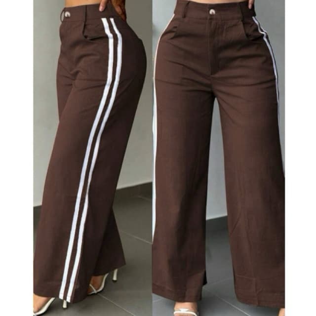 Calça Pantalona Feminina Alfaiataria Premium com Listra Lateral e Bolso – Tamanhos P ao GG
