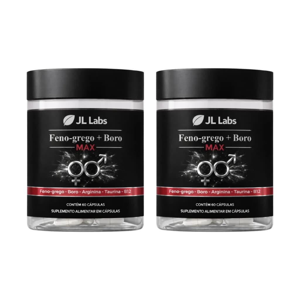 2x Feno Grego + Boro Max Arginina Taurina B12 - 60 Cápsulas Vitalidade Premium