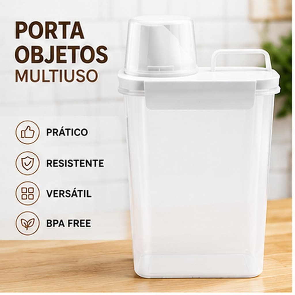 Kit 2 Potes Organizadores Multiuso para Ração Cereais Sabão e Mantimentos