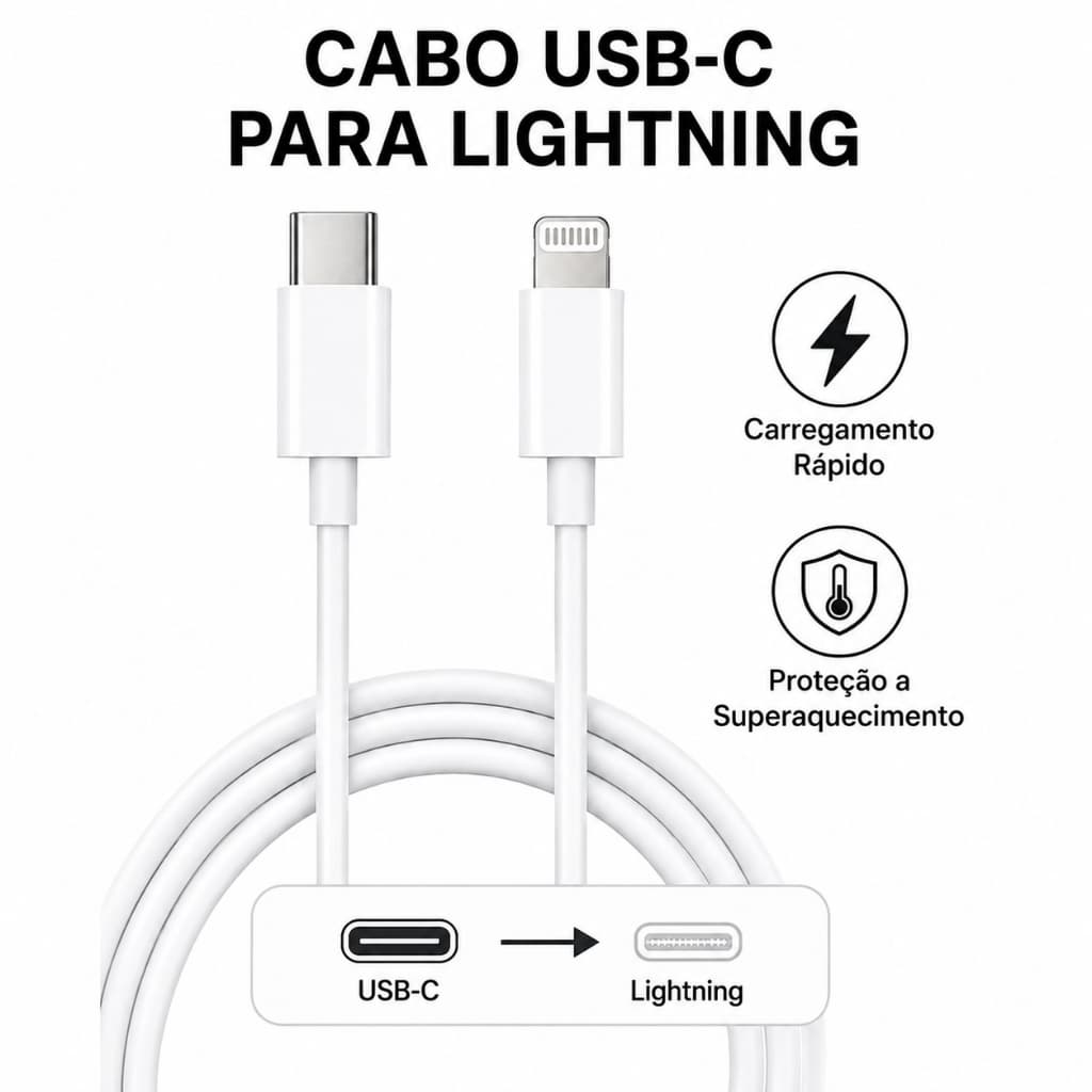 Cabo De Carregador Tipo-c E Lightning