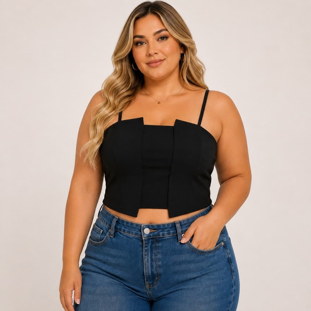 Top Feminino Básico Cropped Alça Fina Moda Casual Verão
