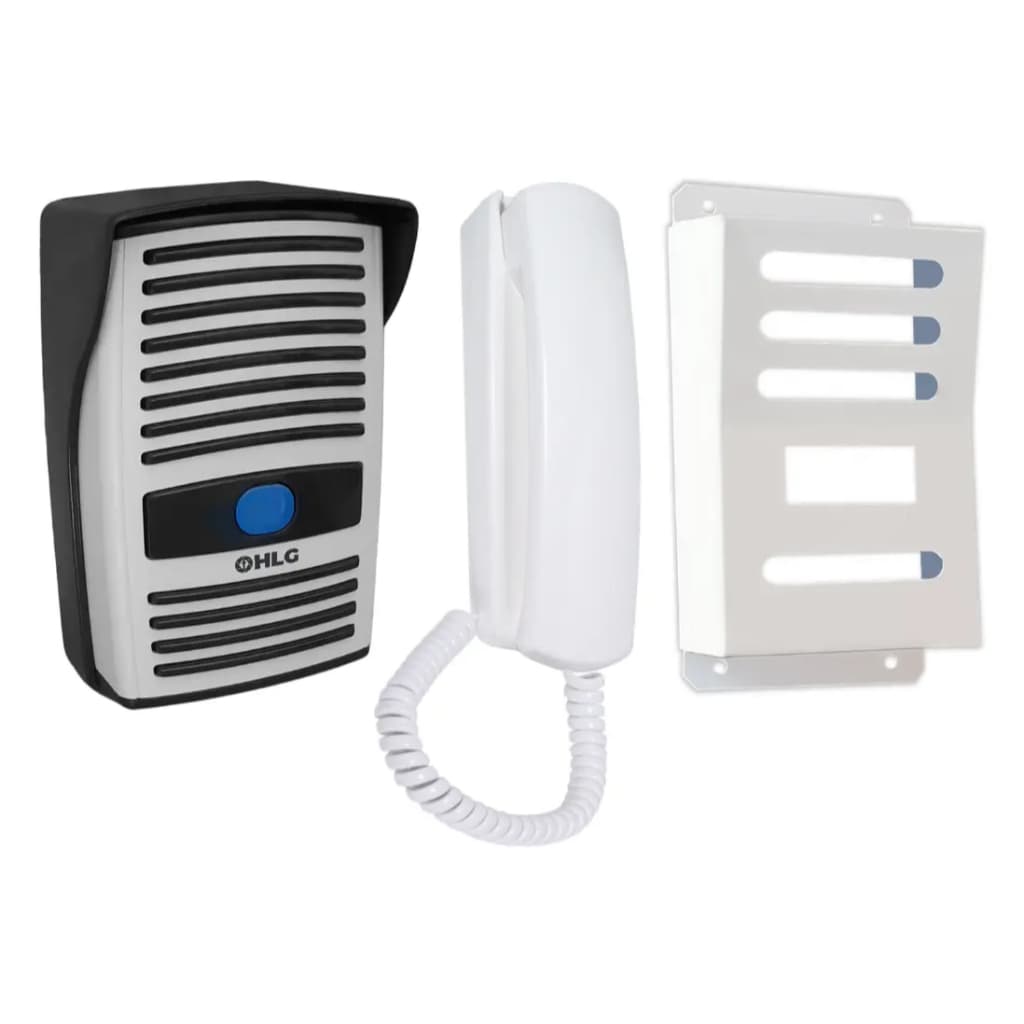 Porteiro Eletrônico HLG Interfone Residencial com Monofone + Capa Aço Antivandalismo Controle de Acesso Fechadura 12V
