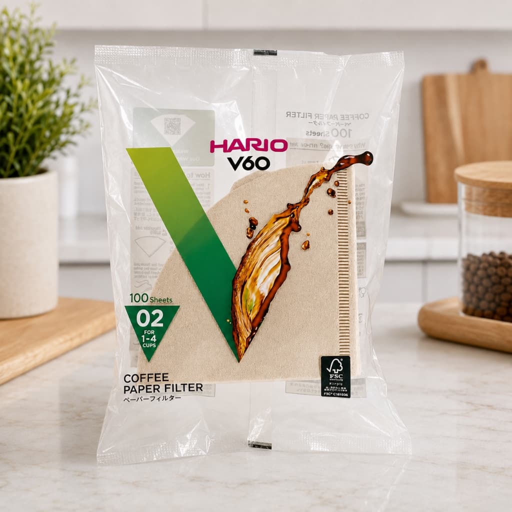 Hario Filtro De Papel para Coador de Café Natural V60 Tamanho 02 Com 100 Unidades Original Japão