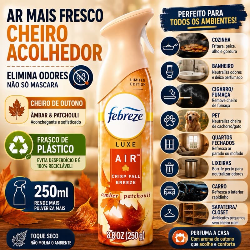 Aromatizador de Ambiente Febreze Luxe Air Aroma Patchouli 250g – Edição Limitada