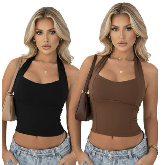 Kit 2 Croppeds Femininos Adulto Frente Única Suplex ,Blusa Cropped Moda Feminina P ao GG Confortável