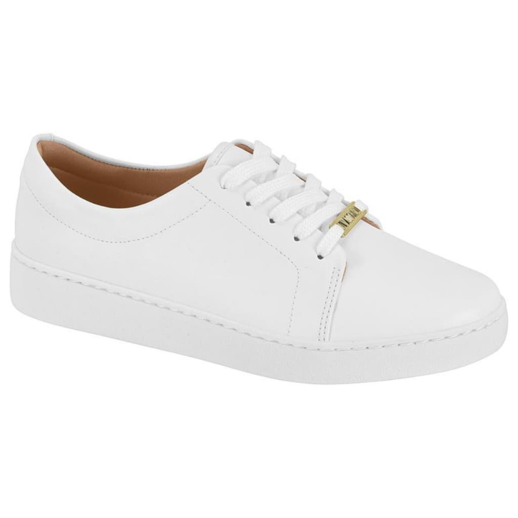 Tênis Casual Feminino Branco Clássico Confortável Leve Cadarço Uso Diário Vizzano Original