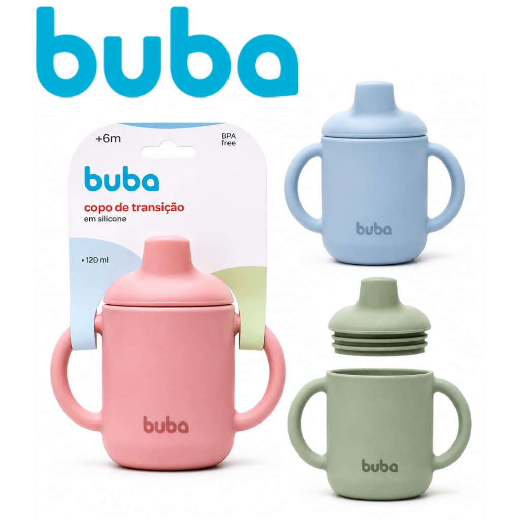 Copo Treinamento Transição Em Silicone Buba Copo 120ml Bebê Com Alças Bico Lançamento Infantil