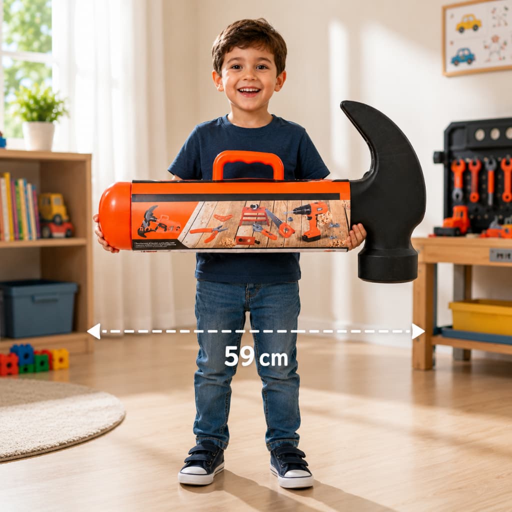 B4K Kit de Infantil Ferramentas Maleta Martelo Gigante Educativo Desenvolvimento Coordenação Motora
